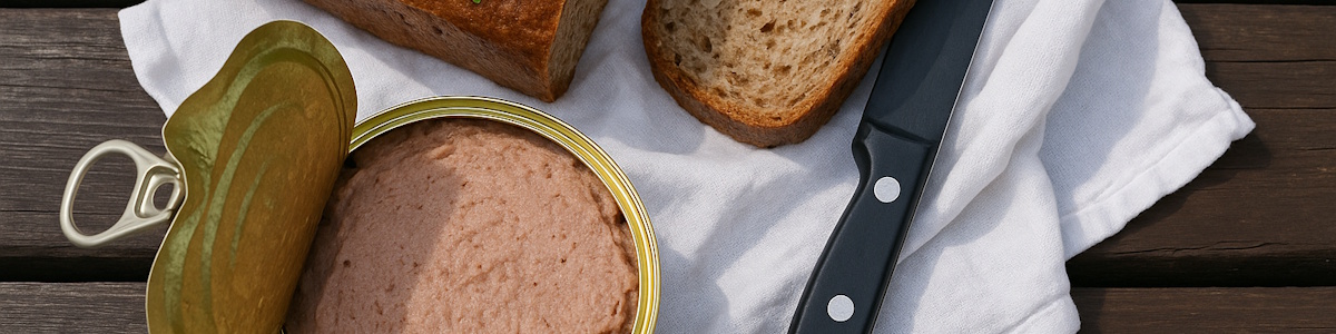 Geöffnete Bierwurstdose aus dem Vorratsschrank