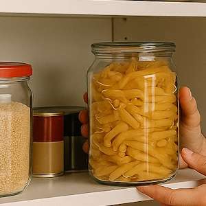 Nudeln im Glas im Vorratsschrank