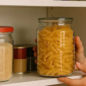 Nudeln im Glas im Vorratsschrank