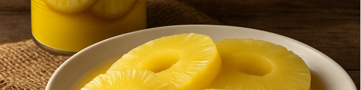 Ananas Scheiben auf einem Teller aus der Dose