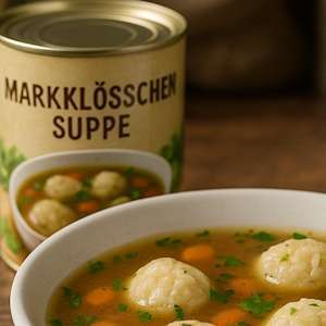 Markklösschensuppe im tiefen Teller