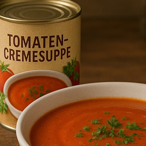 Tomatensuppe im Teller aus der Bevorratung