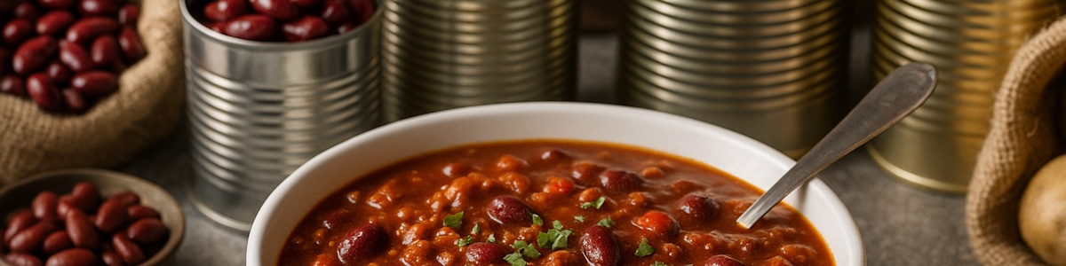 Chili con Carne aus dem Dosenvoerrat im Teller