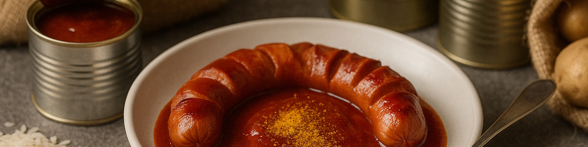 Currywurst Fertiggericht aus dem Vorratsschrank