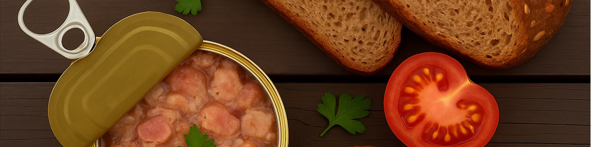 Geöffnete Dose mit Eisbein zur Brotzeit