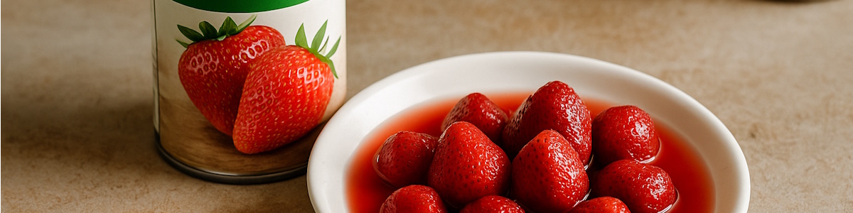 Erdbeeren aus der Dose auf einem Teller