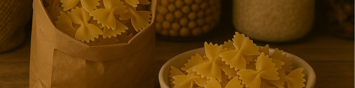 Farfalle in der Tüte aus dem Vorrat