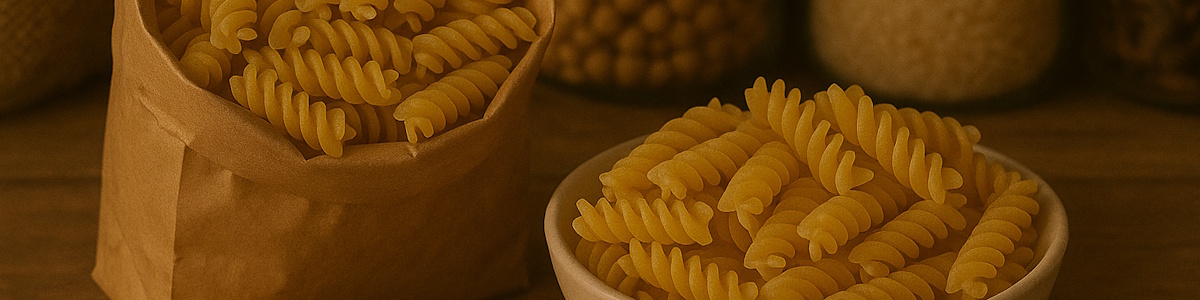 Fusilli aus dem Vorrat auf einem Teller
