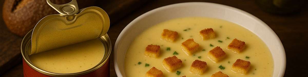 Käsecremesuppe aus dem Vorrat im Suppenteller