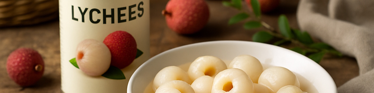 Lychees aus der Dose auf einem Teller