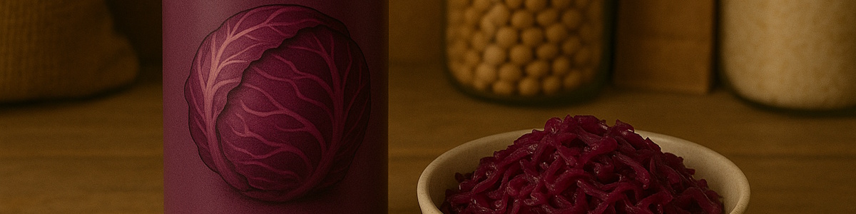 Rotkohl aus dem Vorrat auf einem Teller