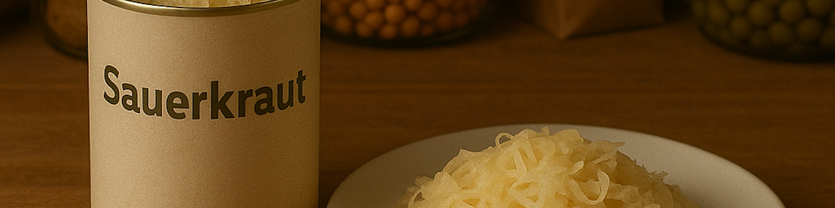 Sauerkraut aus dem Dosenvorrat auf einem Teller