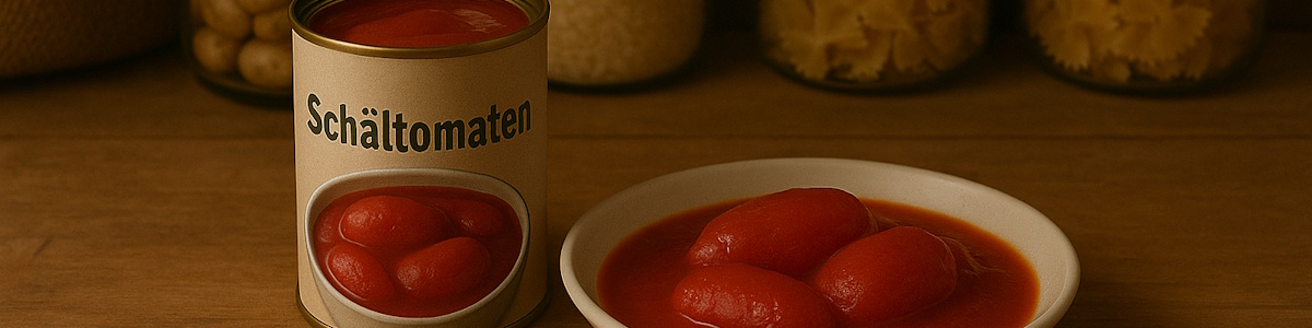 Schältomaten aus dem Vorrat auf einem Teller
