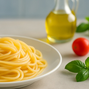 Moderne Pasta auf weißem Teller – italienisch inspiriert, haltbar & klassisch