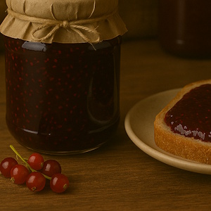 Johannisbeerrmarmelade im Glas