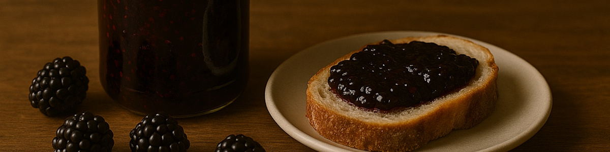 Brombeermarmelade auf einer Scheibe Brot