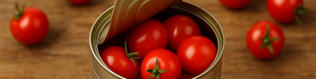 'Kirschtomaten in der Dose für den Vorrat