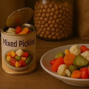 Konserven mit Mixed Pickles
