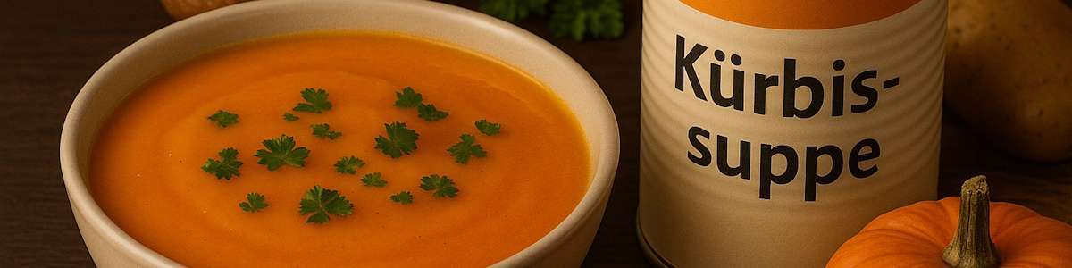 Kürbissuppe aus dem Vorrat in einem Teller